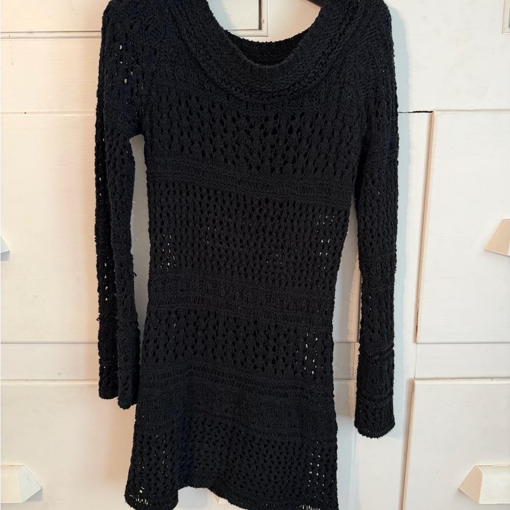 BCBGMaxAzria Black Open Knit Sweater